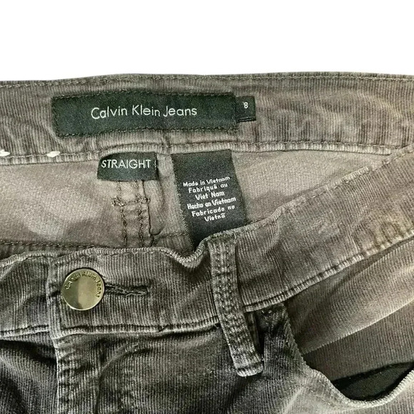 Y2K Calvin Klein Women's Straight Size Leg Size 8 Brown Corduroy Grunge - Picture 3 of 10